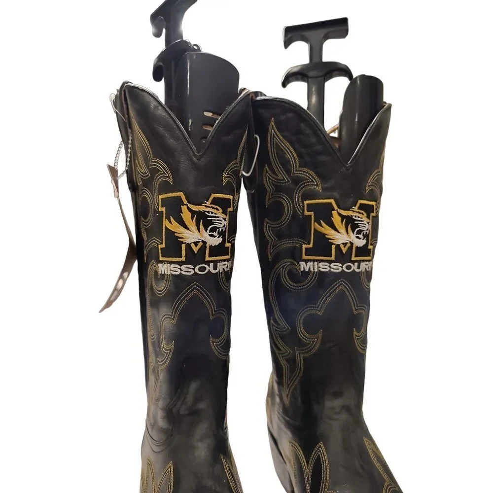 NCAA Missouri Tigers Men's Board Room Style Boots NWT Embroidered Men's Sz 10.5D